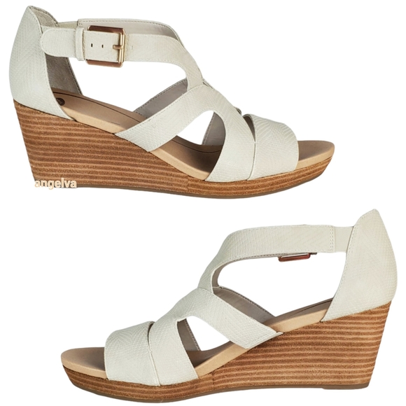 New Dr scholl's bailey faux leather wedge sandals oyster Size 11 - Picture 1 of 13